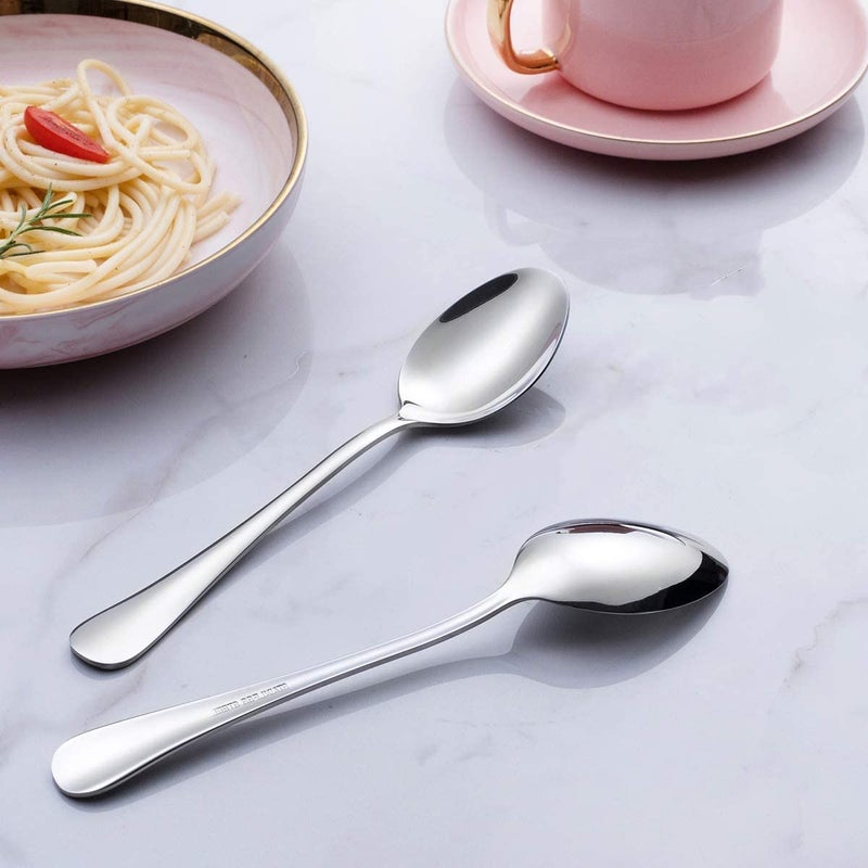 MauSong Dinner Spoons Set of 2, Stainless Steel 8-Inches Serving Silverware Table Spoons Set for Restaurant, Flatware Bulk Utensils Spoons Only Set 2-Piece, Mirror Polished, Dishwasher - Image 5